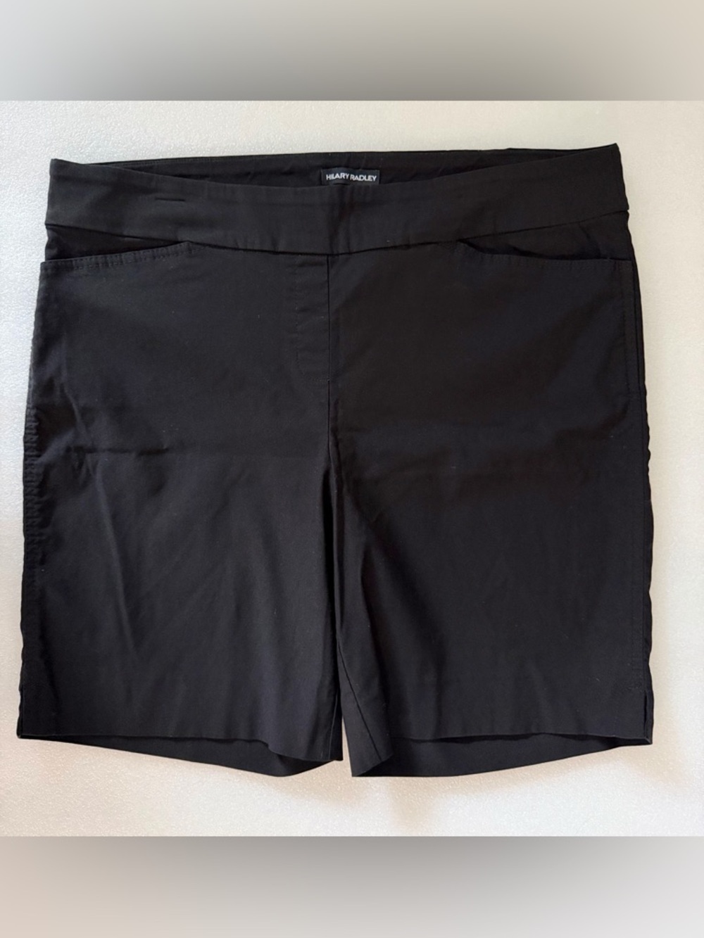 Hilary Radley Black Pull On Dress Shorts XL Stretch Tailored High Rise Work Chic